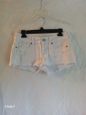 American Eagle Outfitters White Distressed Denim Cutoff Shorts